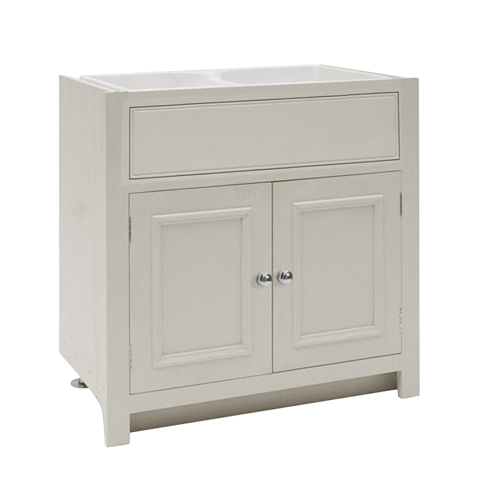 Weißer Waschbeckenunterschrank mit zwei Türen, moderner Look, ideal für Badezimmer
