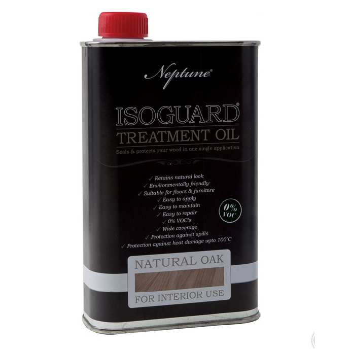 Kanister Neptune ISOGUARD Treatment Oil NATURAL OAK, Holz-Pflegeöl für den Innenbereich, schwarz mit rotem Deckel