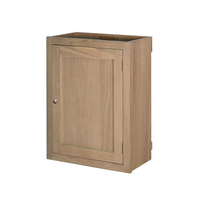 Massiver Hängeschrank aus Eichenholz mit einer Tür, naturbelassen und schlichtes Design