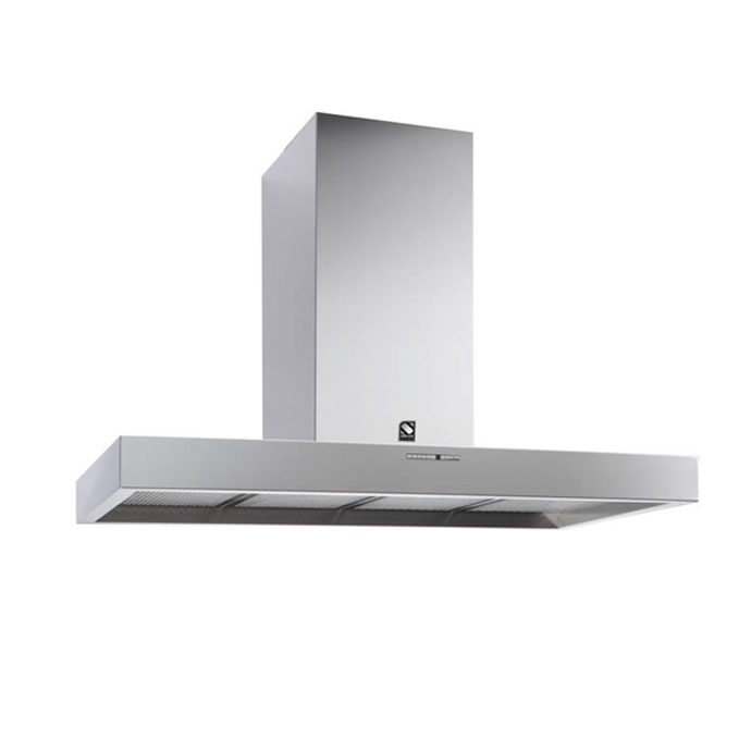 Abbildung einer modernen Edelstahl-Dunstabzugshaube mit schlichtem Design, ideal für zeitgemäße Küchen