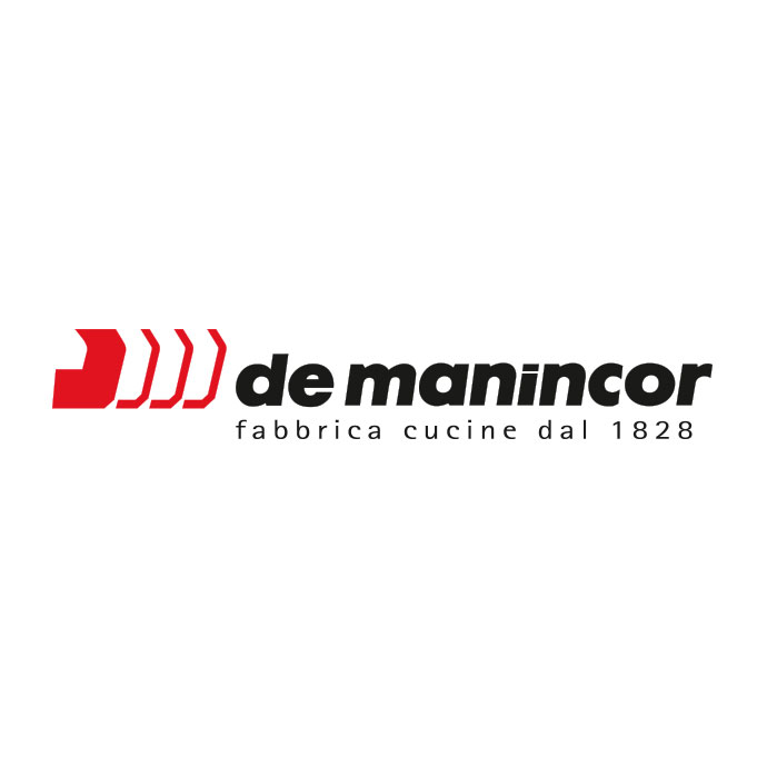 Logo von De Manincor, italienischer Hersteller von Küchenherden, mit Schriftzug 'fabbrica cucine dal 1828'