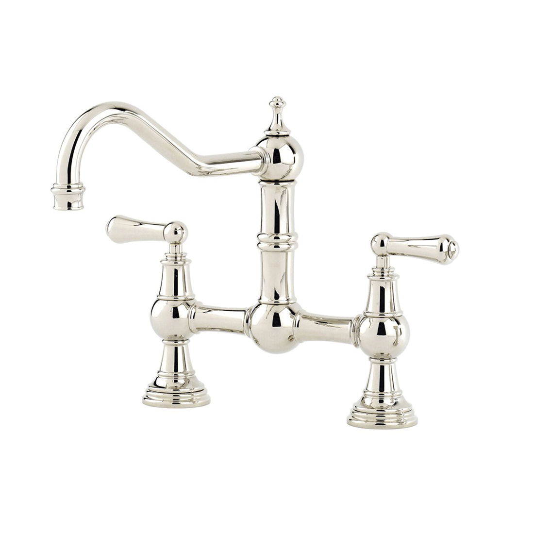 Verchromte Küchenarmatur mit zwei Griffen im klassischen Retro-Design für das Spülbecken