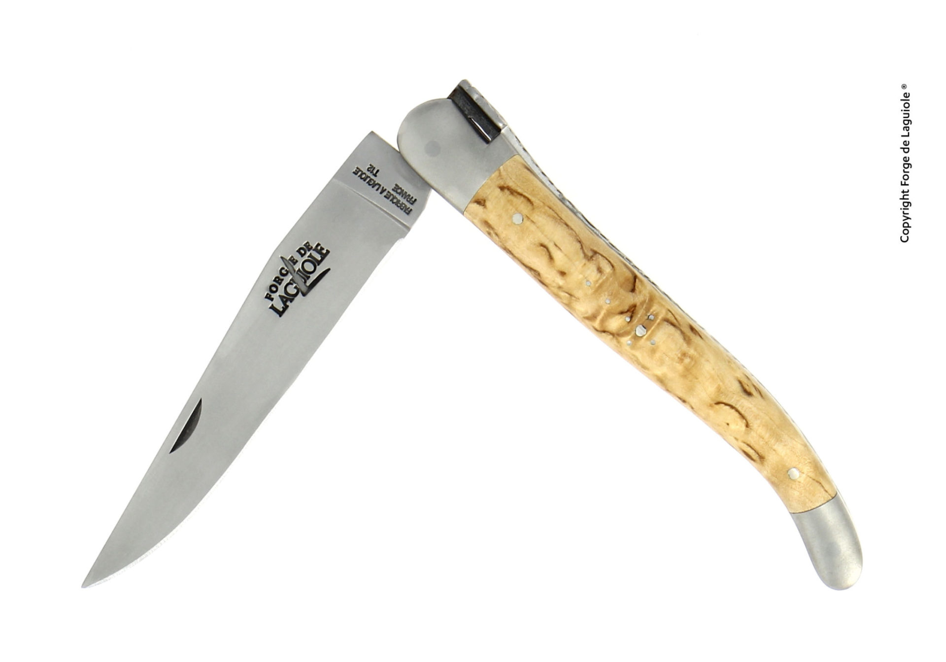 Klappbares Laguiole Taschenmesser mit heller Holzgriffschale und hochwertiger Edelstahlklinge