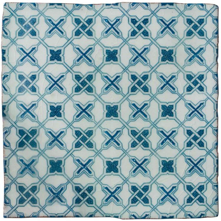 Blaue geometrische Musterfliese, glasiert, 20x20 cm