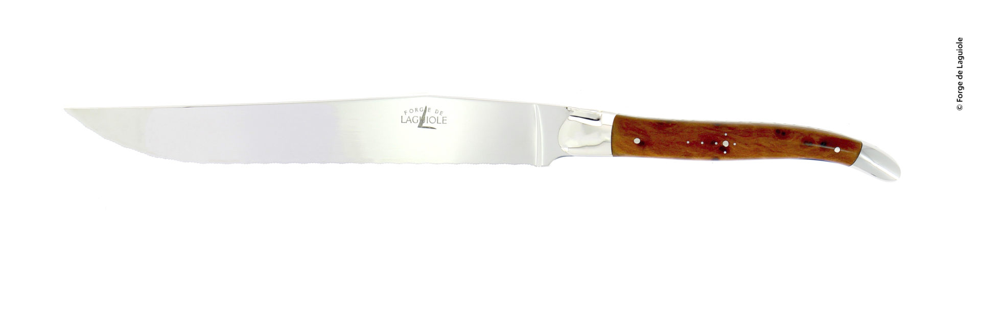 Brotmesser Forge de Laguiole mit Holzgriff und Wellenschliff, handgefertigt in Frankreich, ideal zum Schneiden von Brot