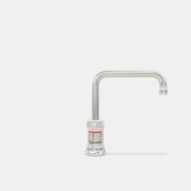 Quooker Cube Classic Wasserhahn aus Edelstahl, moderner Küchenarmatur für sofort kochendes Wasser