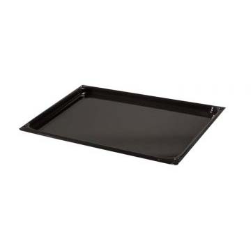 Schwarzes, rechteckiges Backblech aus Metall, geeignet für die Zubereitung von Kuchen, Plätzchen oder Brötchen im Backofen