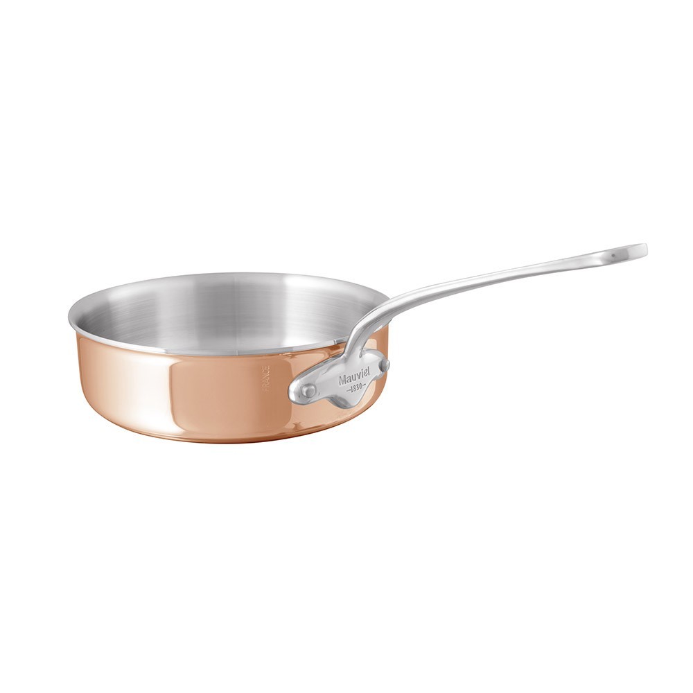 Kupferpfanne Mauviel M'150B mit langem Edelstahlgriff, ideal zum Braten und Kochen in der Küche