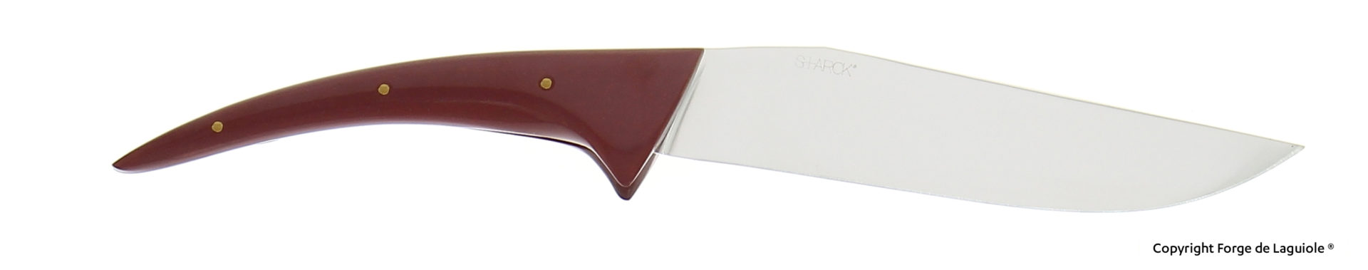 Küchenmesser von Forge de Laguiole mit glänzender Edelstahlklinge und braunem, ergonomisch geformtem Griff