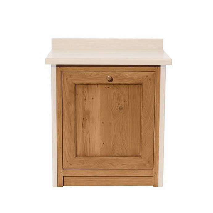Küchenschrank mit Eichenfront und weißem Korpus, eine Tür, im modernen Landhausstil für Küche oder Esszimmer