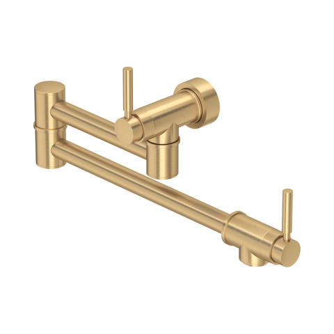 Perrin & Rowe Langbourn Pot-Filler: eleganter Wand-Topffüller aus Messing im Industrial-Stil mit dreh- und ausklappbarem Arm zum komfortablen Befüllen von Töpfen und Pfannen